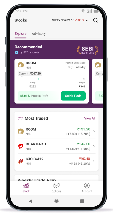 Smartphone showing the TIQS trading app